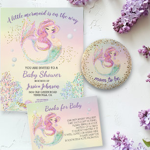 Carte D'accompagnement Boîtes d'aquarelle Mermaid pour Baby shower