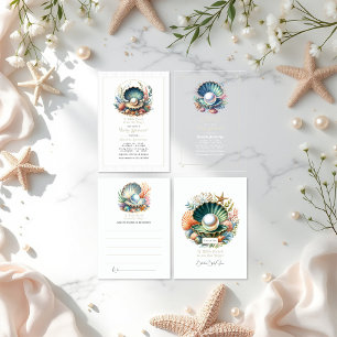 Invitation Thème sous la mer Elégant Baby shower Pearl