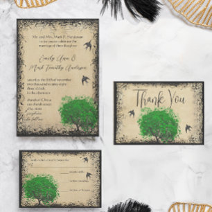 Invitation Jambe de coeur Emerald Tree Vintage Doves Mariages