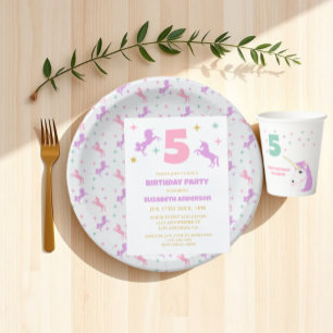 Invitation Filles d'anniversaire Licorne Magique