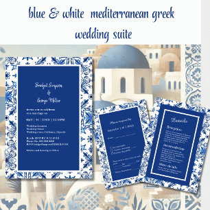 Carte D'accompagnement Mariage méditerranéen bleu de Santorin