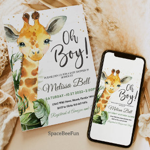 Sticker Rond Baby shower Safari Giraffe