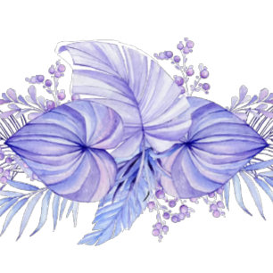 Invitation Mariage Feuille Tropical Purple Blue Palm