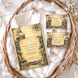 Invitation Fête de naissance pirate de conte classique