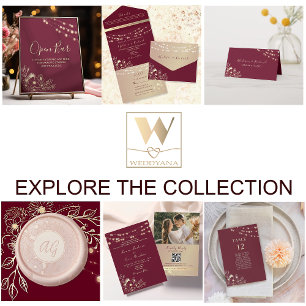 Bourgogne Gold String Faire-part de mariage