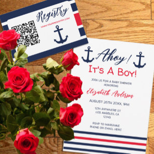 Carte D'accompagnement Ahoy C'est un garçon ! Registre des Baby showers n