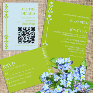 Invitation Mariage Citron Vert & Bleu Côtiers