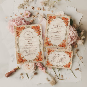 Cartons Réponse Mariage Floral Rustique d'Automne