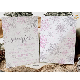 Invitation Baby shower d'hiver Fille de flocon de neige
