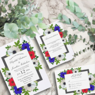 Invitation Patriotique Panda Anemone Mariage
