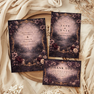 Carte De Remerciements Mariage Baroque à l'Or Moody