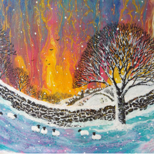 Carte De Correspondance Joyeuses vacances Noël Snowy Cottage maison