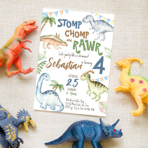 Dinosaure coloré invitation fête d'anniversaire