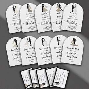 Invitation Romantic Chic Noir et Blanc Marié Mariage de chamb