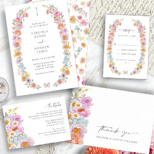 Boho Floral Mariage Carte de remerciements