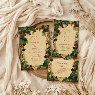 Enchanted Ivy Greenery Wedding Bedankkaart