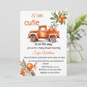 Invitation petit baby shower d'agrumes de camion orange