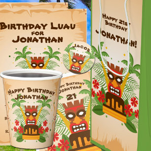 Invitation Anniversaire Luau Tropical Hawaiian Tiki Bar BBQ P