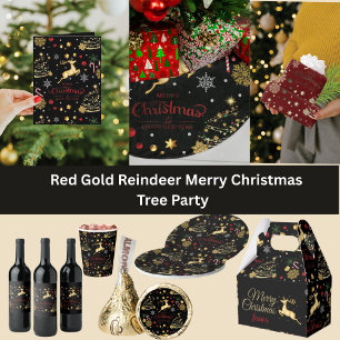 Petite Chaussette De Noël Red Gold Reindeer Joyeux sapin de Noël