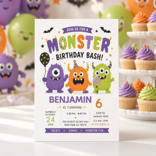 Invitation Fête d'anniversaire Halloween pour enfants avec un