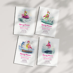 Invitation Prosecco drôle Flamingo Plage Enterrement de vie d