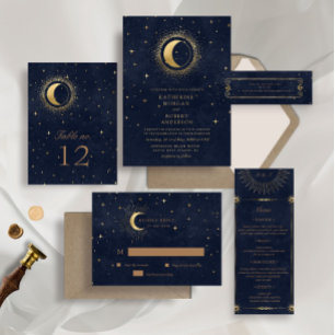 Mariage d'or céleste tout en une invitation