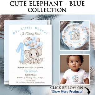 Cute Elephant Boy 1er Invitation anniversaire