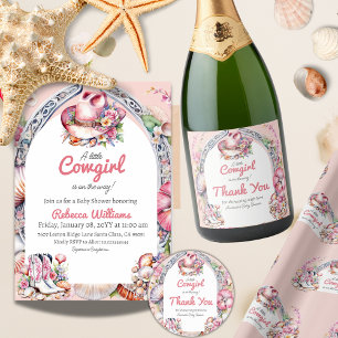 Invitation Western Little Cowgirl Baby shower côtier rose