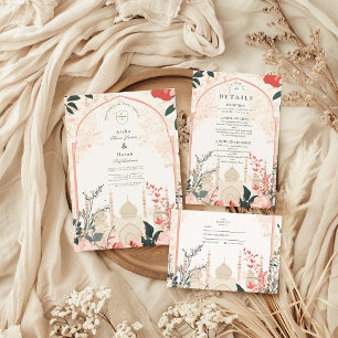 Invitation Mariage islamique floral traditionnel élégant