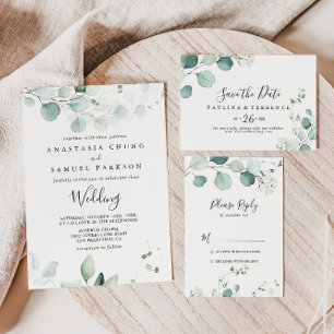 Invitation Été Vert Eucalyptus Feuillage Mariage Brunch
