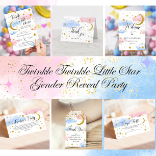 Invitation Sur la Lune Le genre révèle rose et bleu