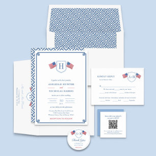 Invitation Monogramme classique 4 juillet Mariage
