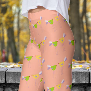 Leggings Joli rose Deux Petits Oiseaux Motif