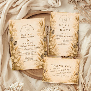 Invitation Mariage Botanique Blé d'Automne