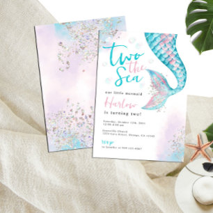Faire-part Sous l'invitation de sirène d'aquarelle marine