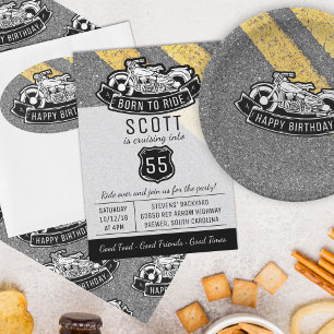 Moto Biker Anniversaire Fête Invitation personnali