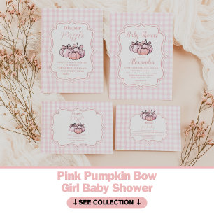 Carte D'accompagnement Citrouille rose Bow Girl Baby shower Livres pour b