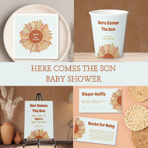 Serviette En Papier Boho Sunshine Baby shower orange jaune rétro