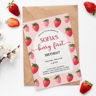 Invitation Berry fraise Premier anniversaire