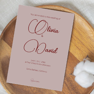 Elegant minimalistisch stoffig Roos bruiloft Kaart