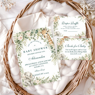 Serviette En Papier Baby Shower Fille Safari Rose Botanique