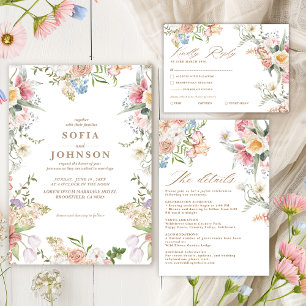 Wilde Bloemen Pastel Bloemisterij Tuinfeest  Bruil Bedankkaart