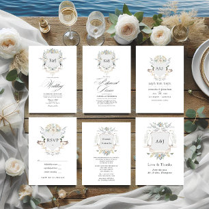 Carte De Remerciements Mariage de Lakeside Monogram Crest Photo