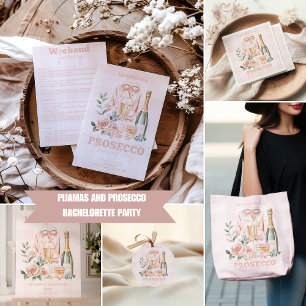 Sticker Rond Pyjamas et Prosecco Enterrement de Vie de Jeune Fi
