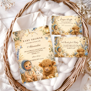 Sprookjesblauwe Boho Baby Shower Kaart