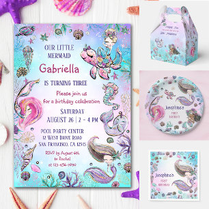 Invitation Sous la mer Fête d'anniversaire de la fille Sirène