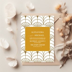 Geometrische Art Deco Goud Wit Gatsby Bruiloft Save The Date