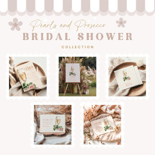Invitation Collier de perles Rose Gold et Brunch de Mariage P