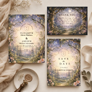 Carte De Remerciements Mariage de Fée de la Forêt Enchantée