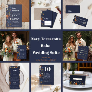Numéro De Table Simple Rustique Bohemian Navy Mariage Floral